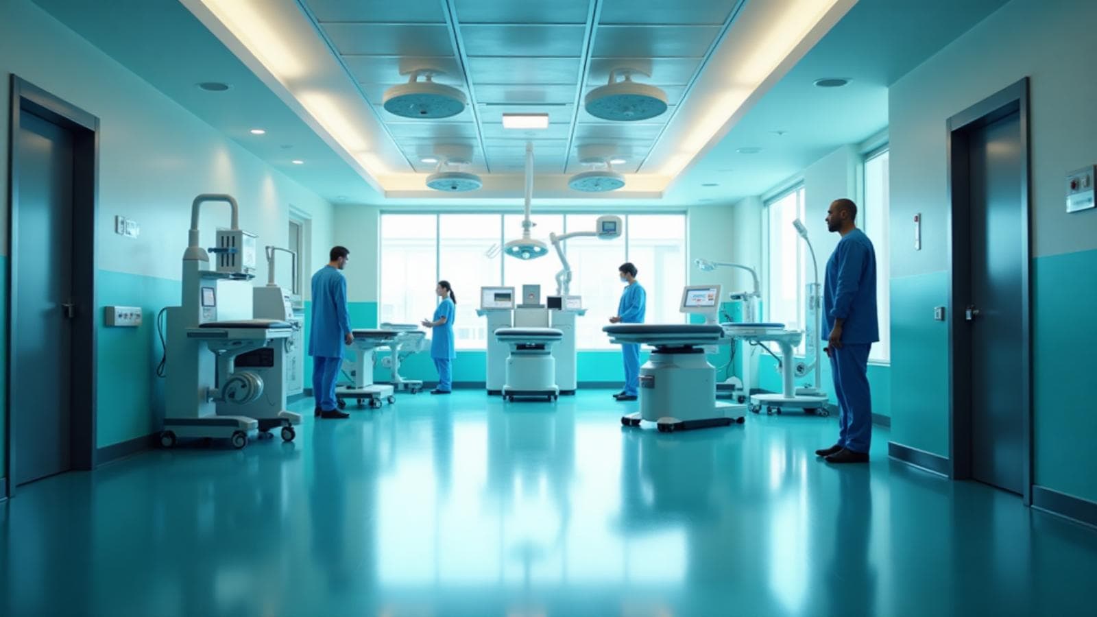 Doctors and nurses in a modern hospital providing compassionate care.